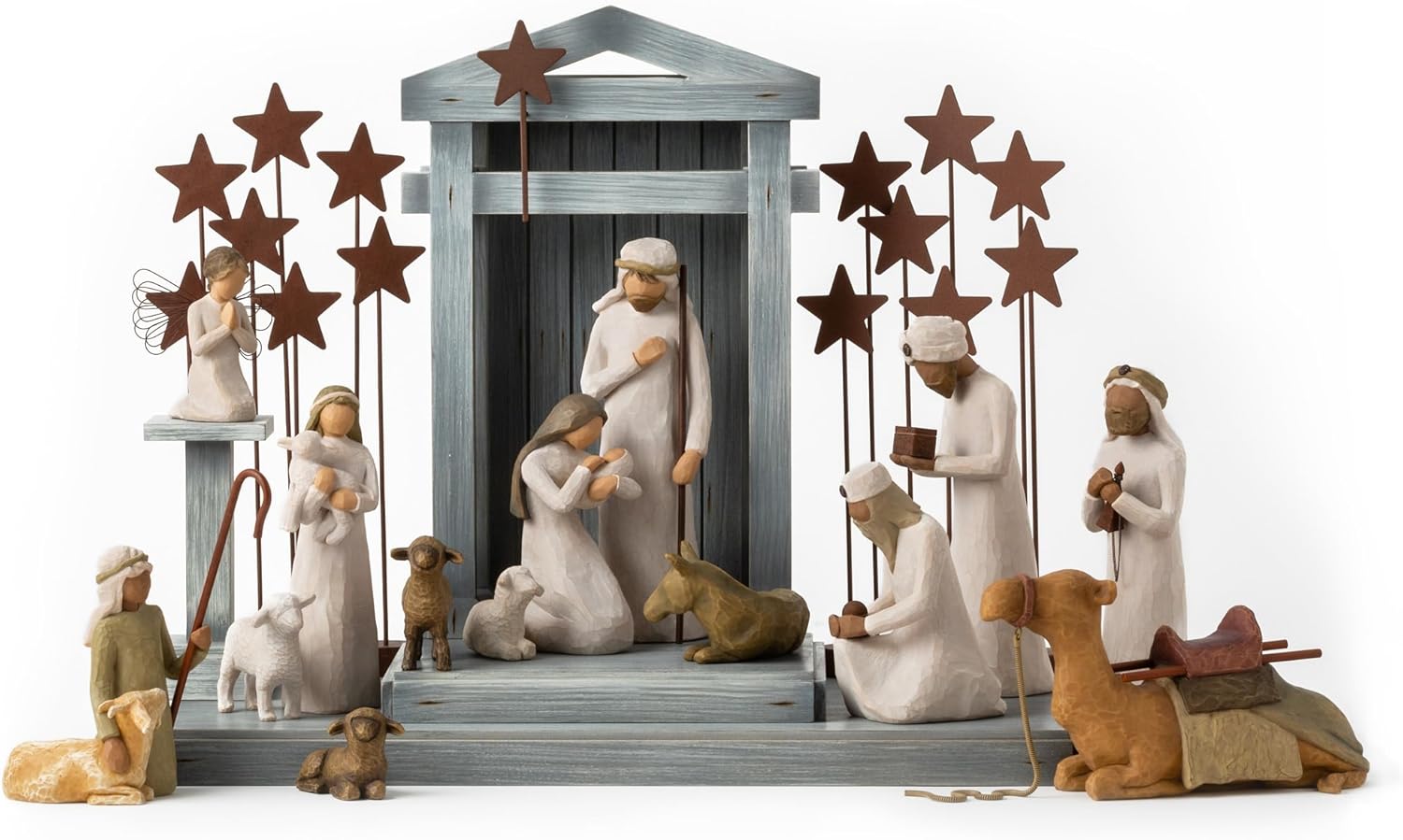 Willow Tree Nativity Deluxe Plus Metal Stars and Angel 18-Piece Set