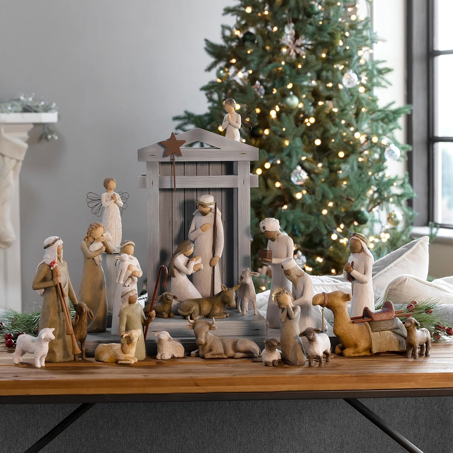 Willow Tree Nativity Premier Plus Shepherds Animals and Angels 24-Piece Set