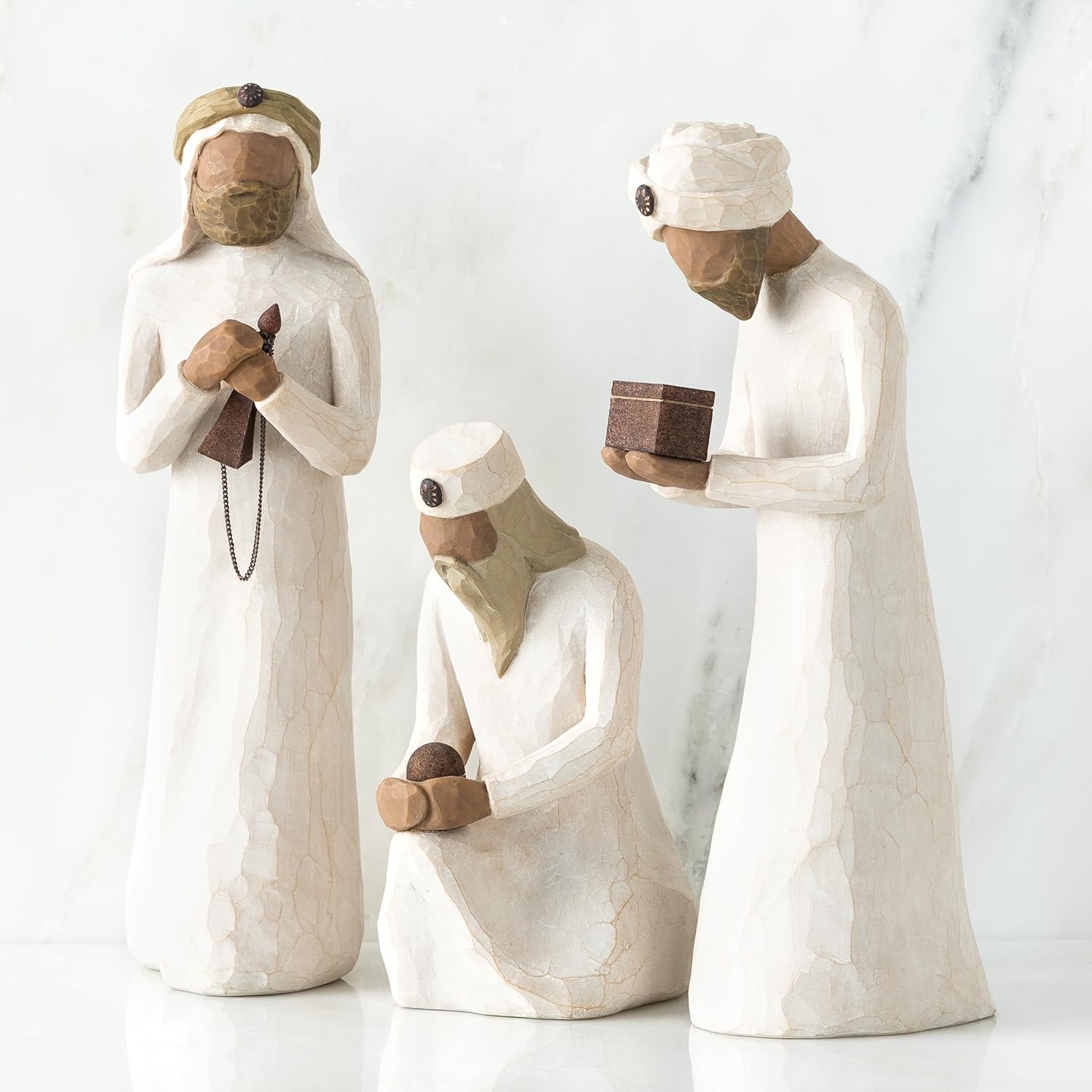 Willow Tree Nativity Accessory Figures with The Three Wisemen Plus Shepherd and Stable Animals 7-Piece Set