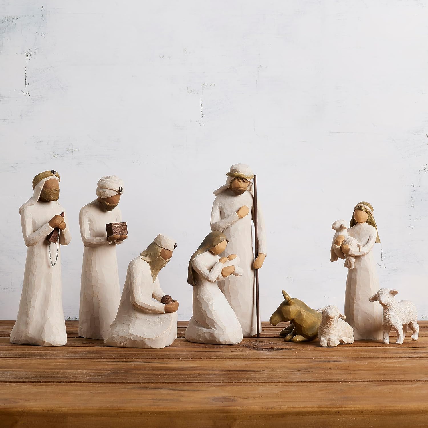 Willow Tree Nativity Starter Figures Plus Three Wisemen Sculpted Hand-Painted 9-Piece Set