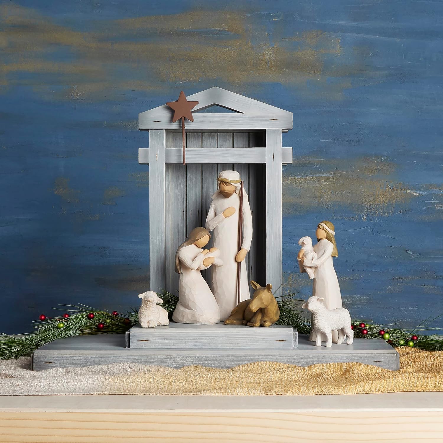 Willow Tree Nativity Deluxe: Starter Figures Plus Crèche 7-Piece Set