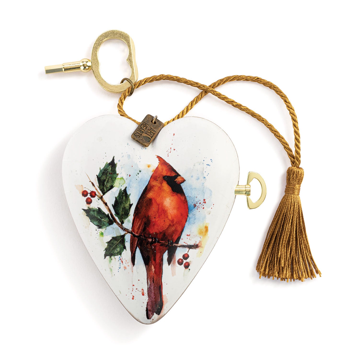 Demdaco Cardinal With Holly Musical Art Heart