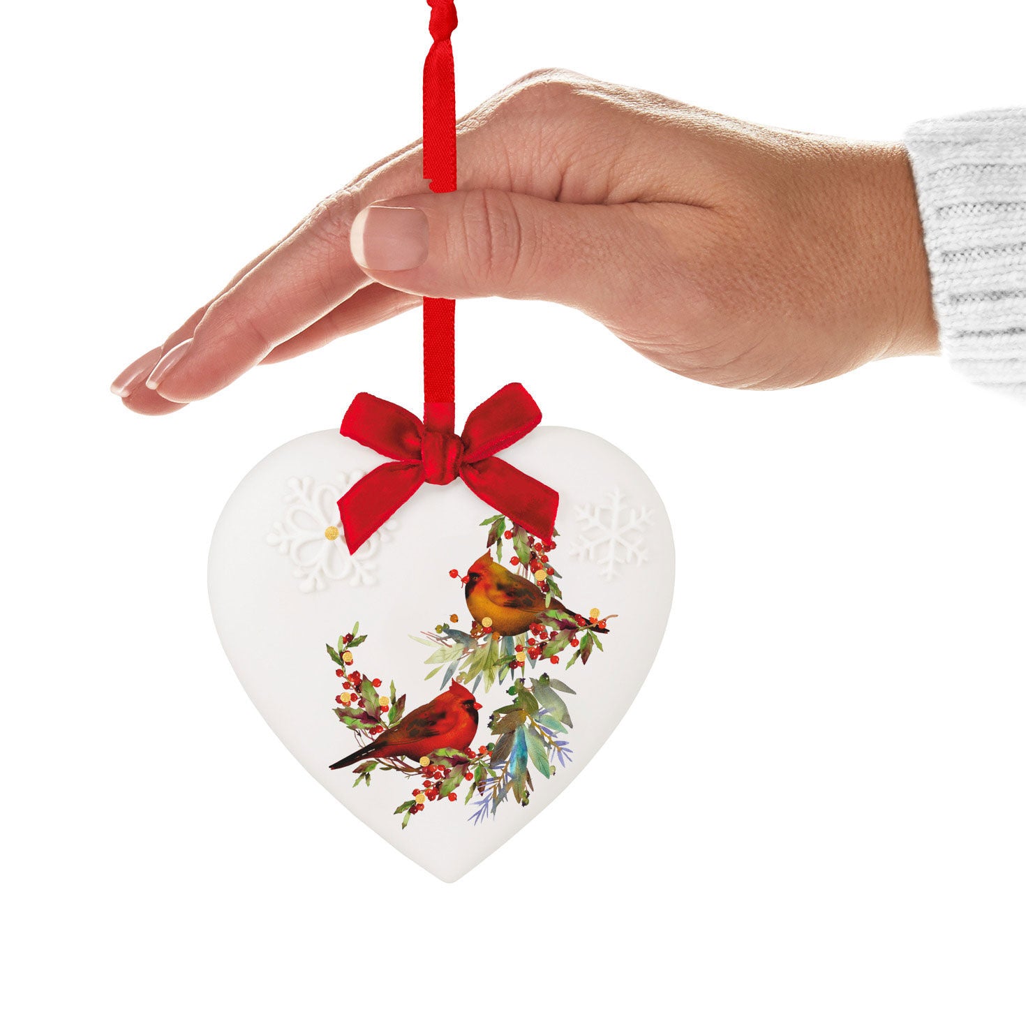 Christmas Cardinals Porcelain Ornament