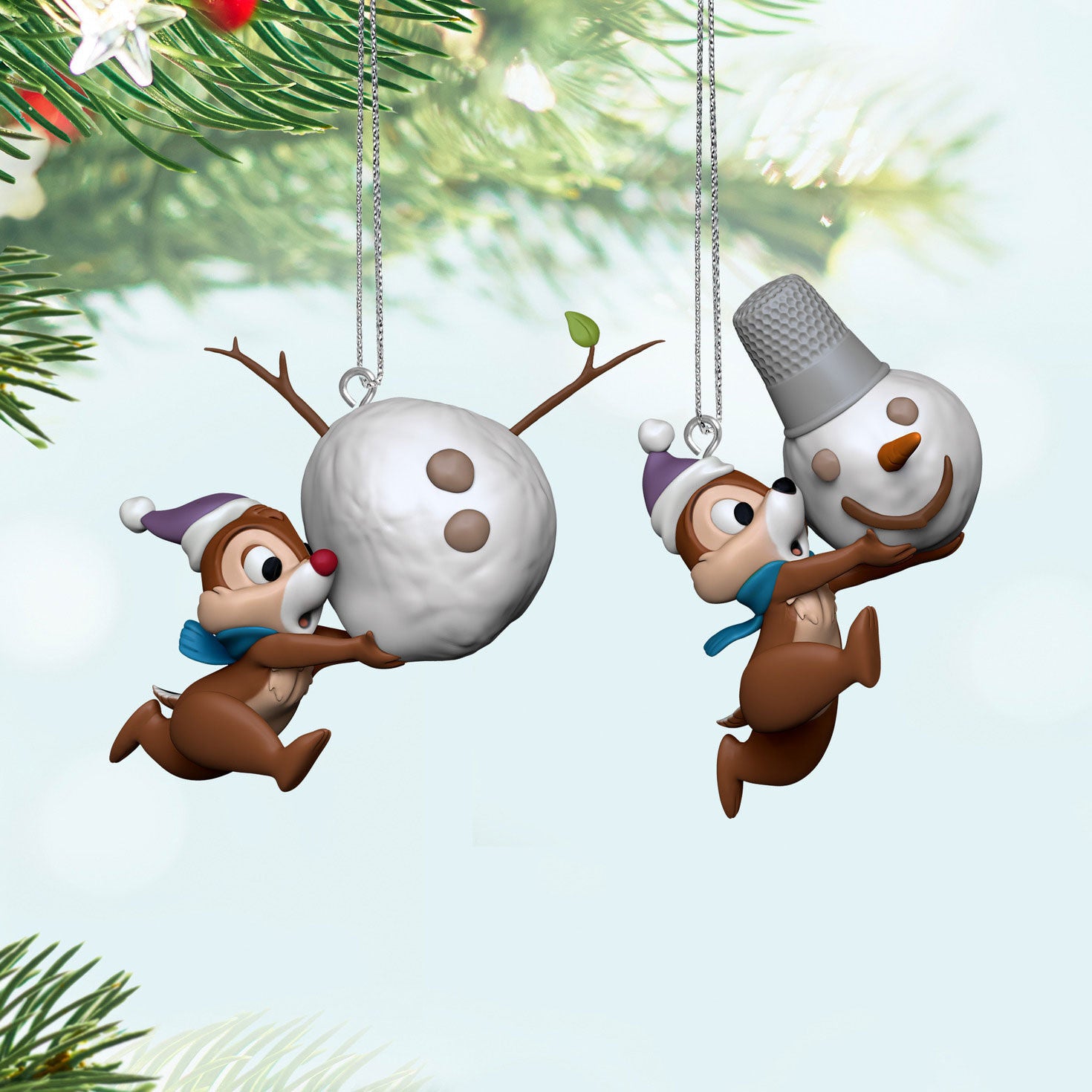 Disney Chip and Dale Up to Snow Good Ornaments  Set of 2