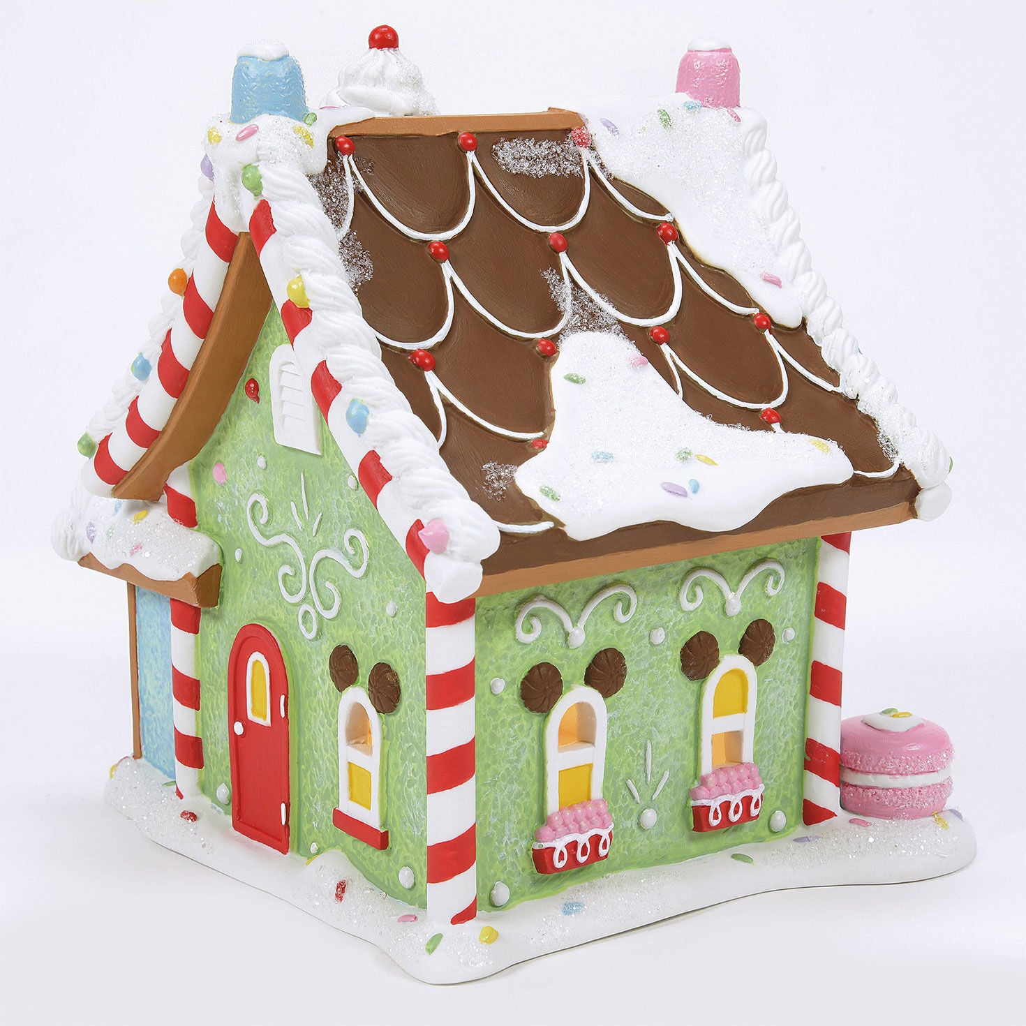 Disney Village Mickey Mouse Peppermint Villa With Light, 6.3"