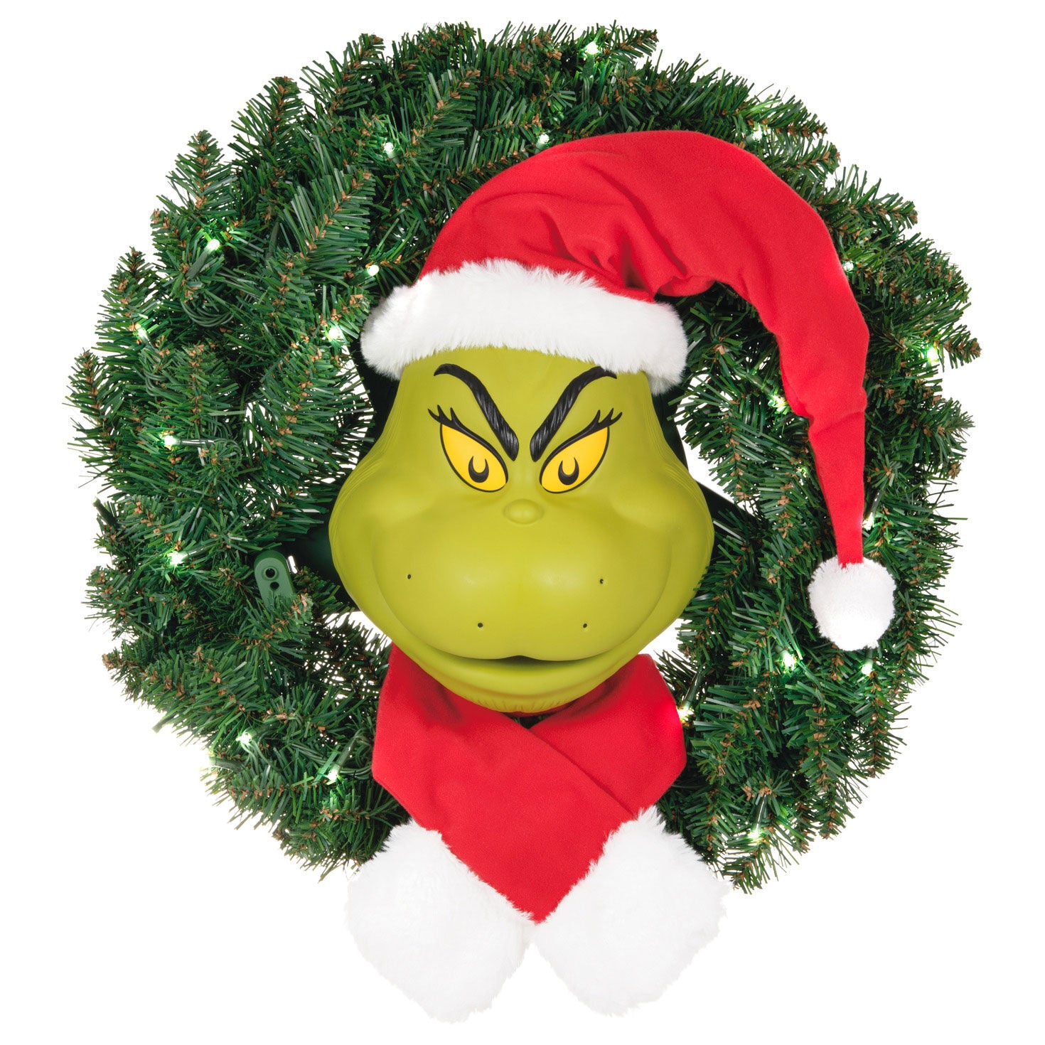 Dr. Seuss's How the Grinch Stole Christmas! The Grinch Wreath With Light, Sound and Motion, 24”