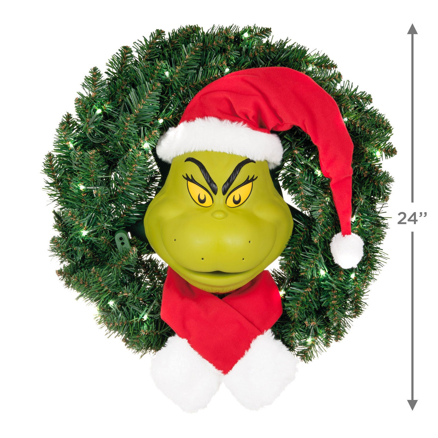 Dr. Seuss's How the Grinch Stole Christmas! The Grinch Wreath With Light, Sound and Motion, 24”