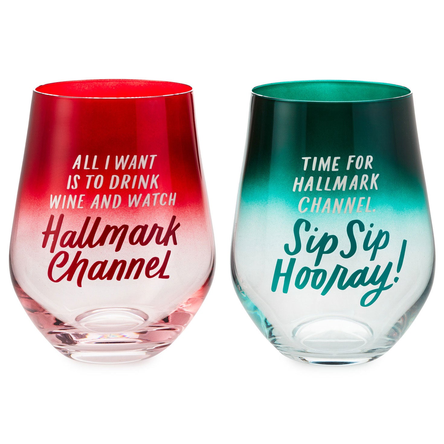 Hallmark Channel Stemless Wine Glasses, Set of 2