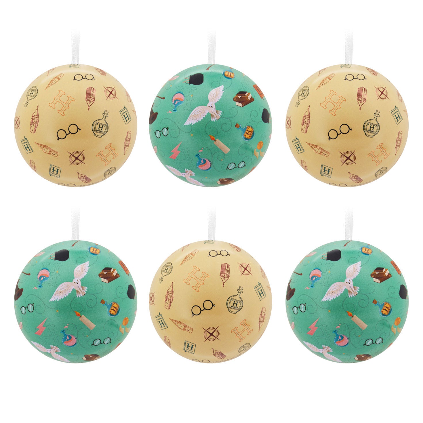 Harry Potter Tin Ball Hallmark Ornaments  Set of 12