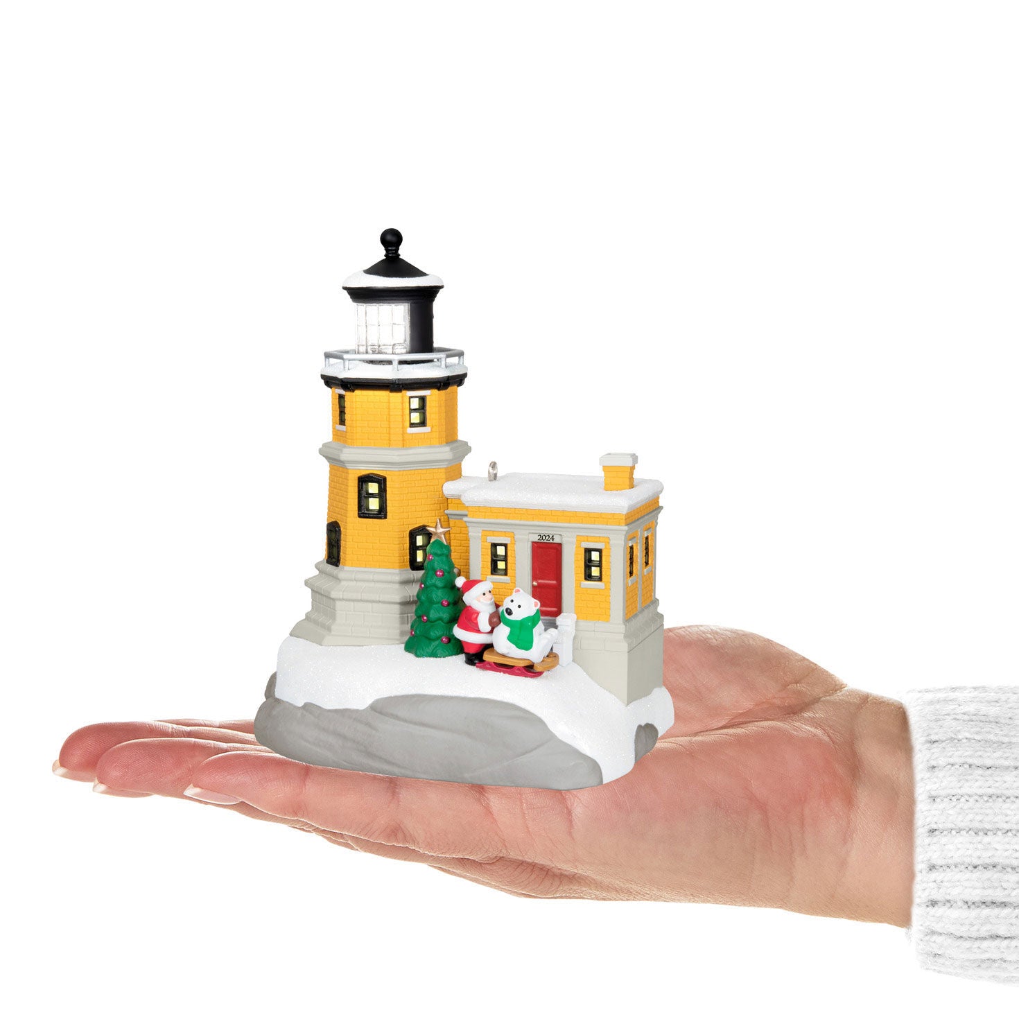 Holiday Lighthouse 2024 Ornament With Light