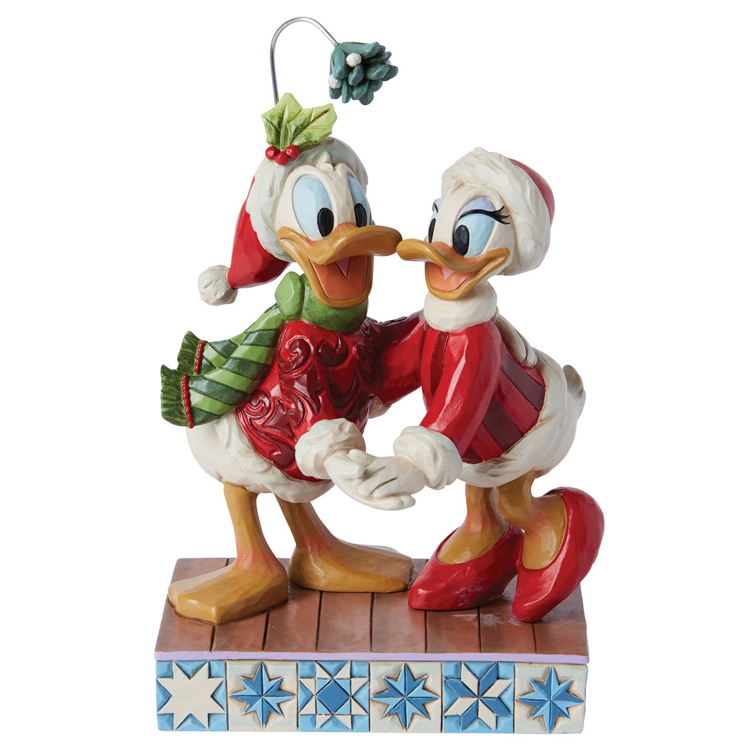 Jim Shore Disney Donald and Daisy Duck Under Mistletoe Figurine, 6.1"