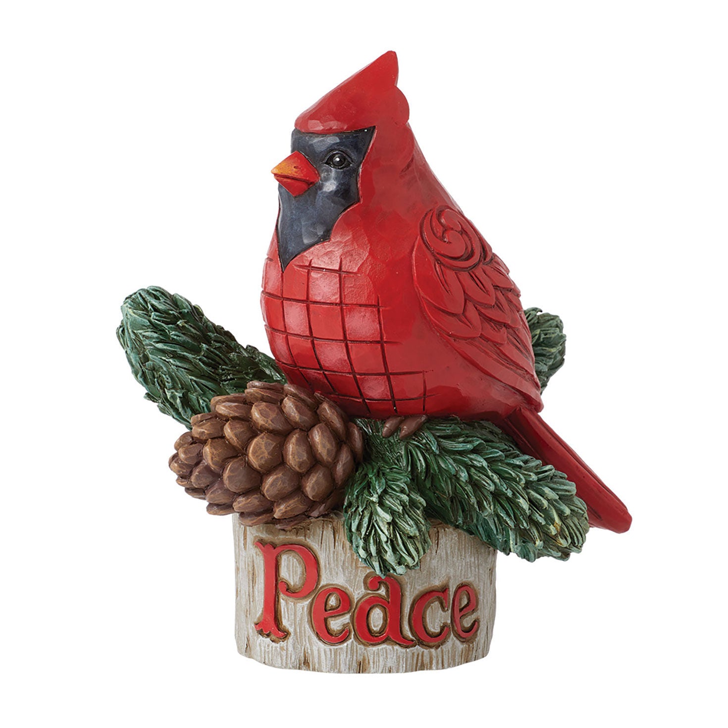 Jim Shore Cardinal With Pinecone Peace Figurine, 5.1"