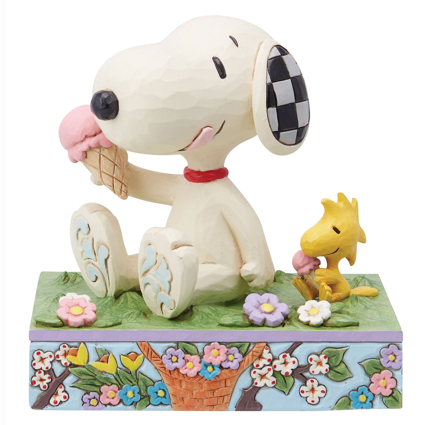 Jim Shore Peanuts Snoopy and Woodstock Eating Ice Cream Figurine, 5.12"