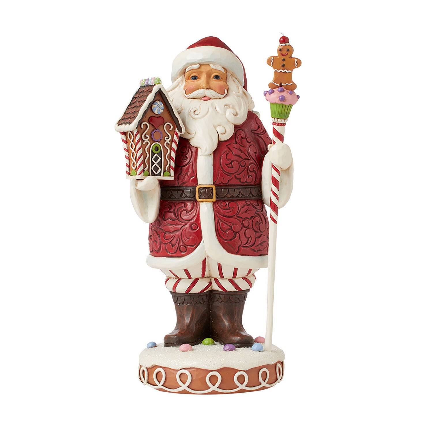 Jim Shore Santa With Gingerbread Staff Figurine, 10"