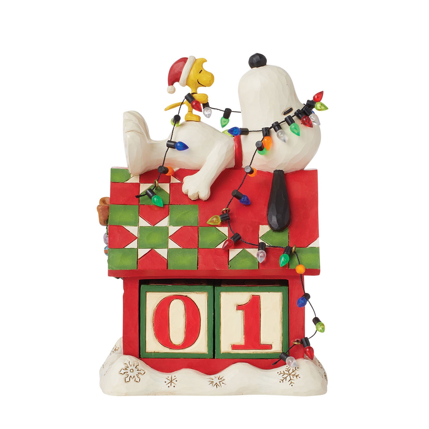 Jim Shore Peanuts Snoopy on Doghouse Holiday Countdown Calendar, 7"