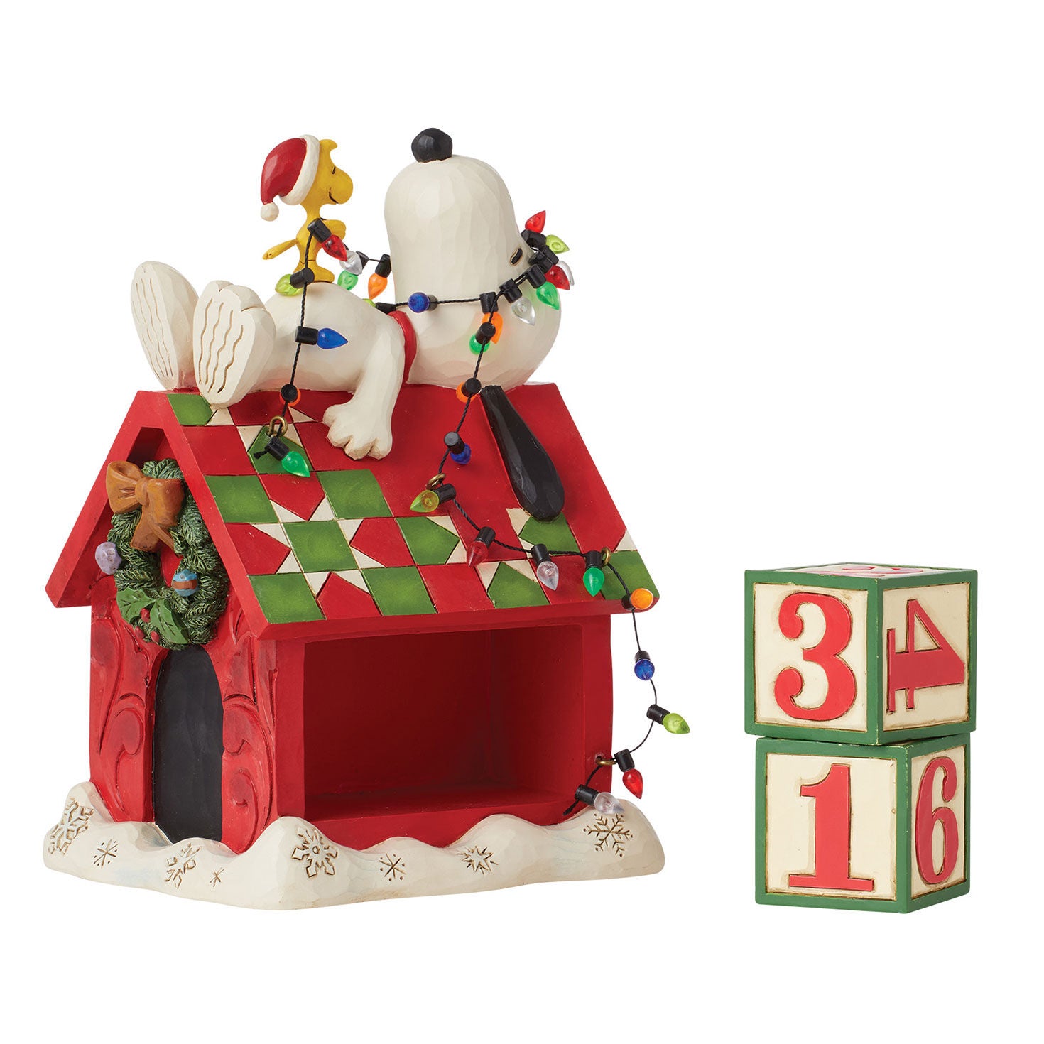 Jim Shore Peanuts Snoopy on Doghouse Holiday Countdown Calendar, 7"