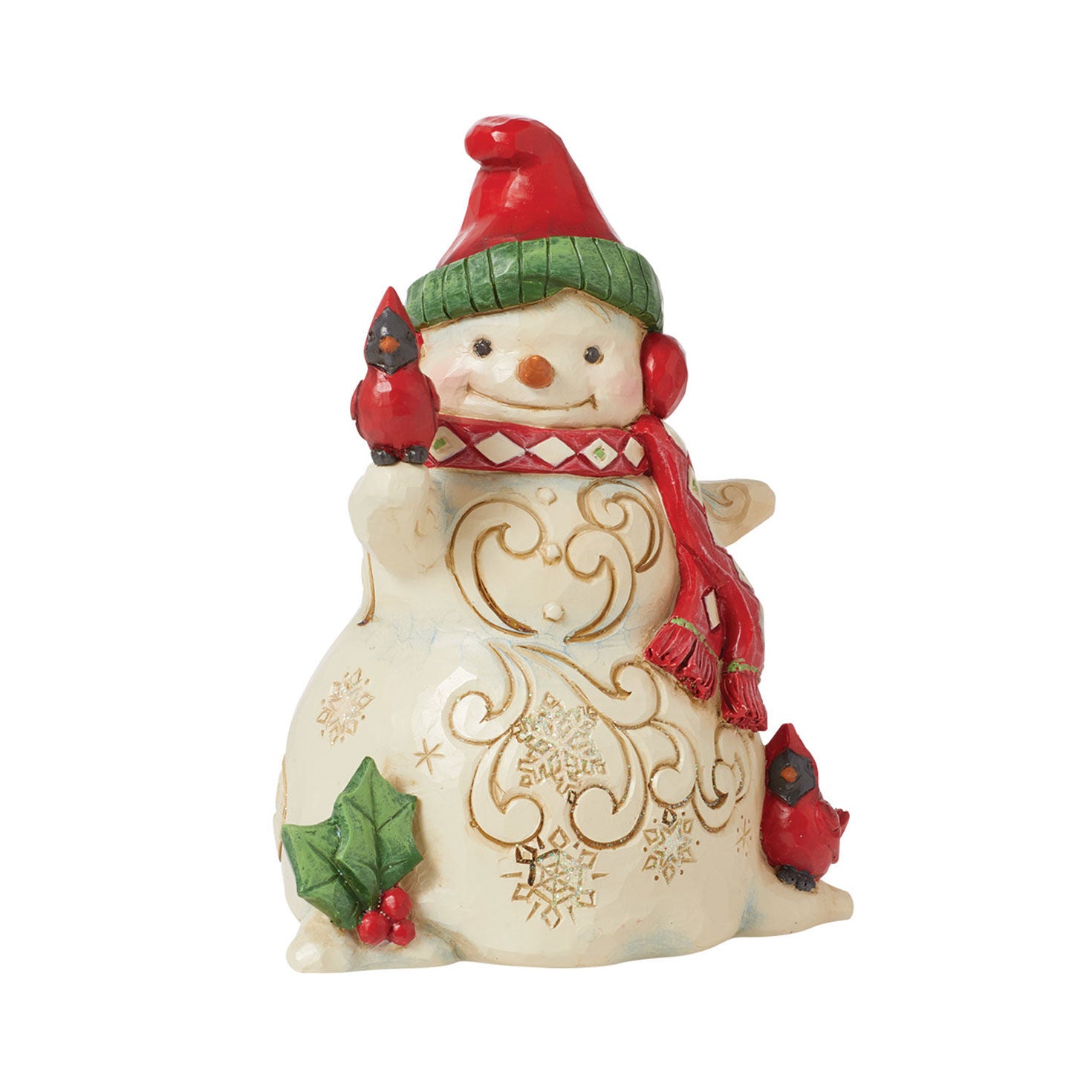 Jim Shore Snowman With Earmuffs and Cardinal Figurine, 5.5"