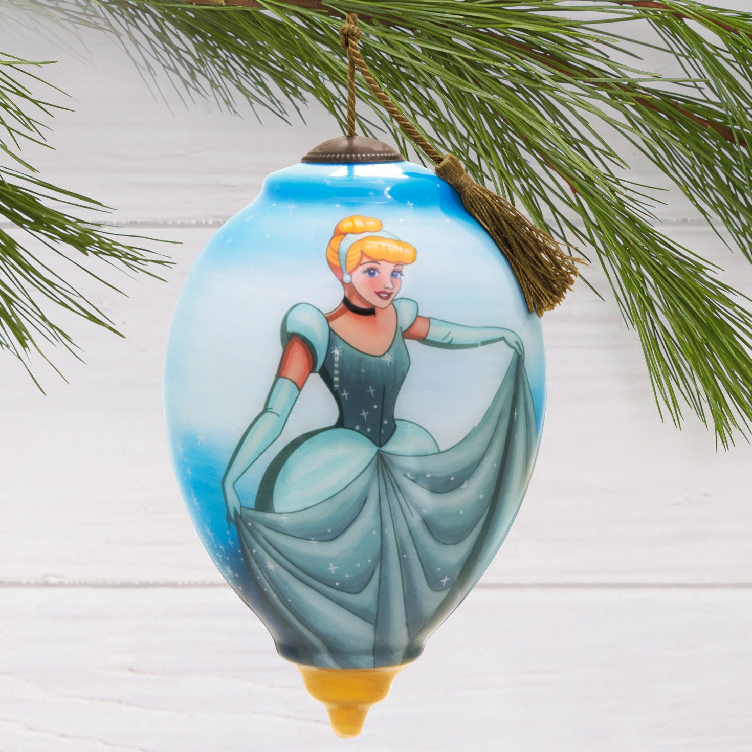 Disney Princess NeQwa Art Cinderella Hand-Painted Glass Hallmark Ornament