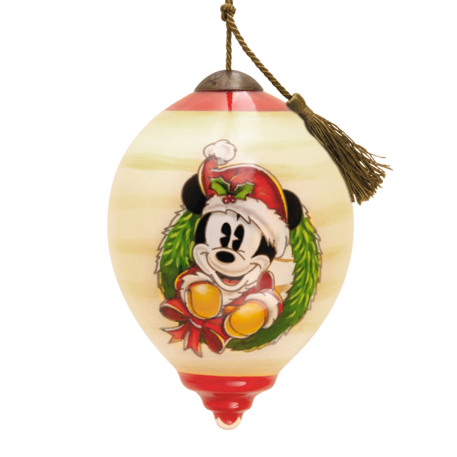 Disney Ne'Qwa Art Mickey Mouse Hand-Painted Glass Hallmark Ornament