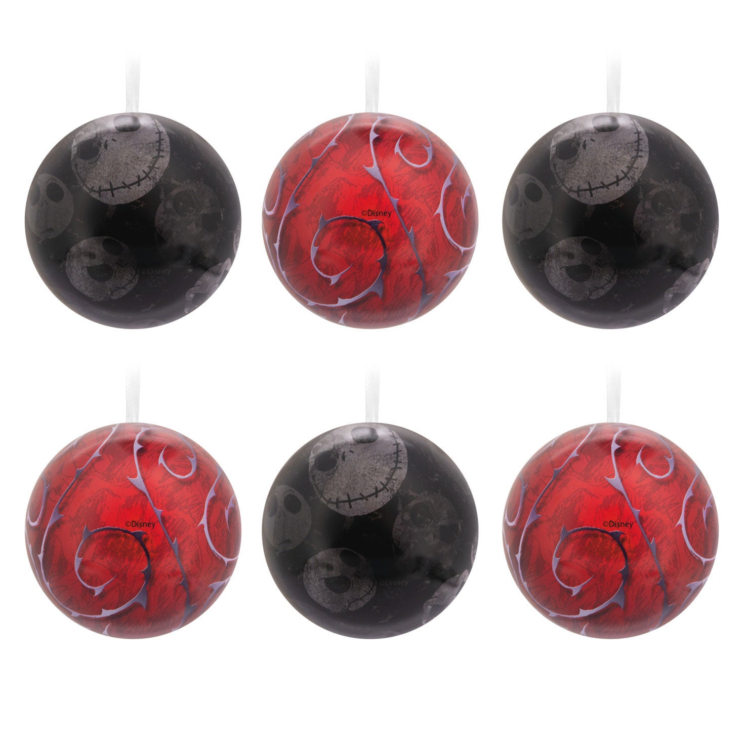 Disney Tim Burton's The Nightmare Before Christmas Tin Ball Hallmark Ornaments  Set of 12