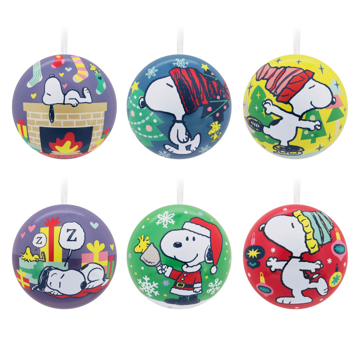 Peanuts Tin Ball Hallmark Ornaments  Set of 12