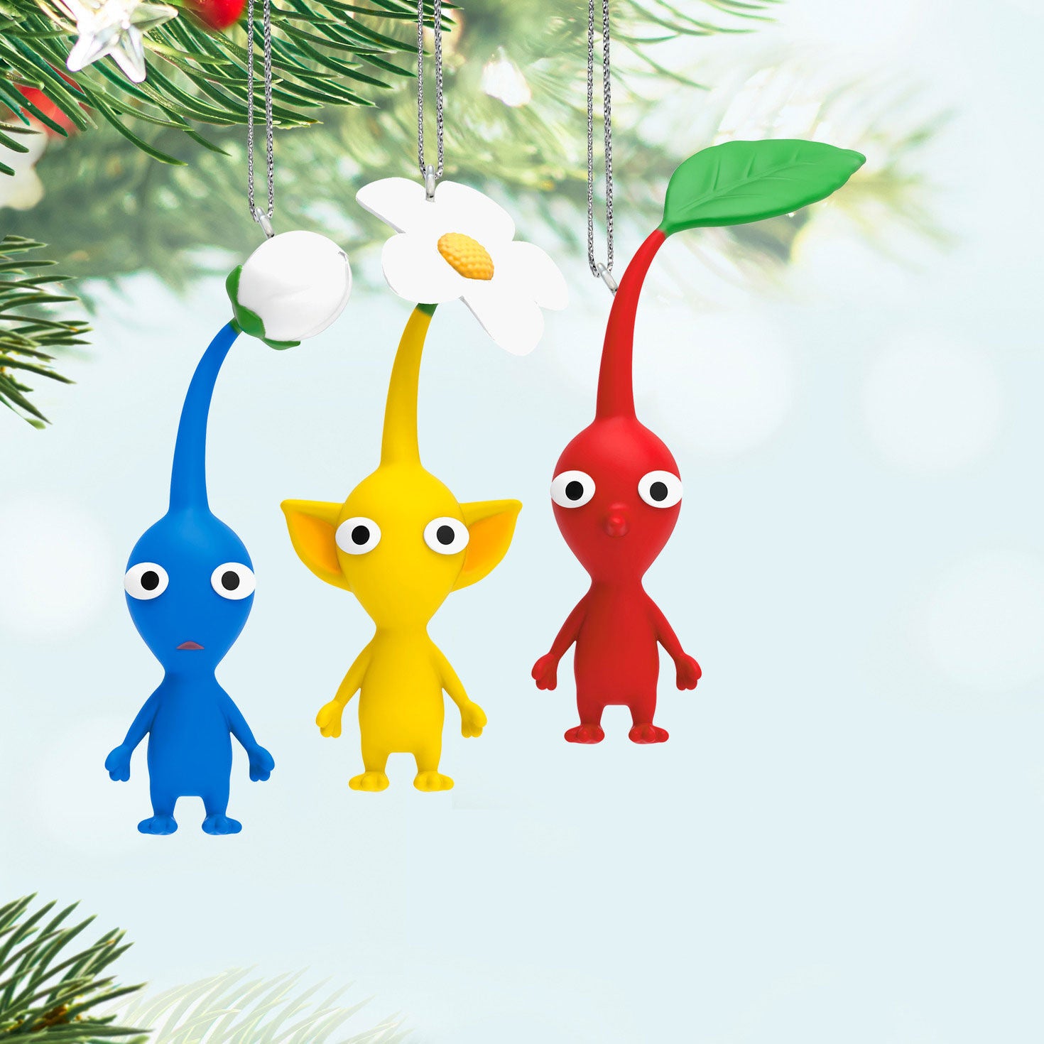 Nintendo Pikmin Red  Yellow  and Blue Pikmin Ornaments  Set of 3