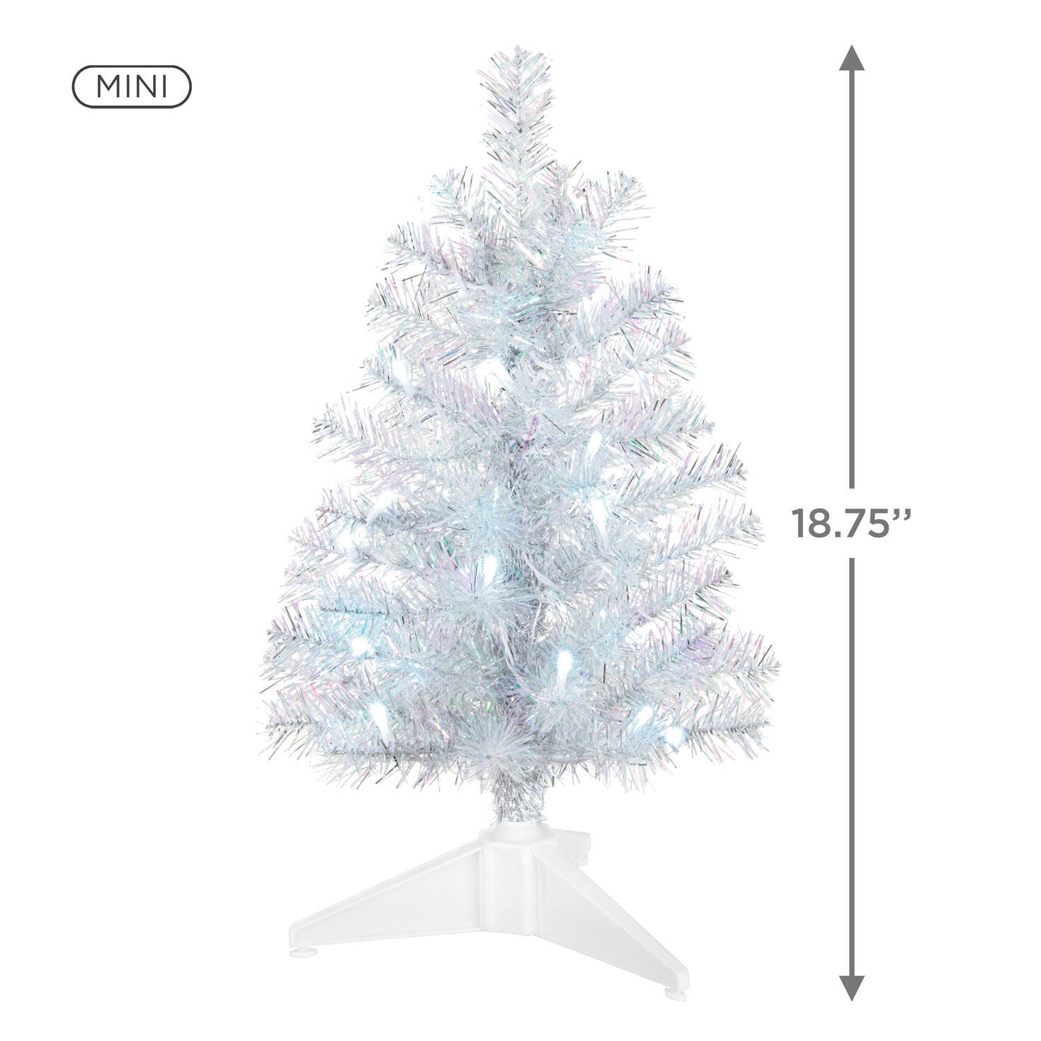 Miniature Silver and White Pre-Lit Christmas Tree  18.75"