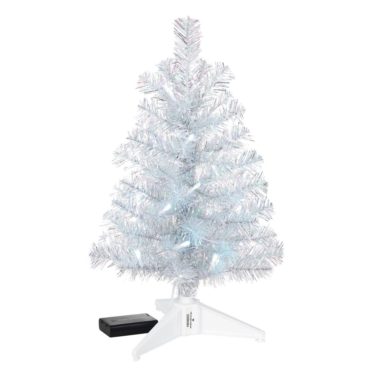 Miniature Silver and White Pre-Lit Christmas Tree  18.75"