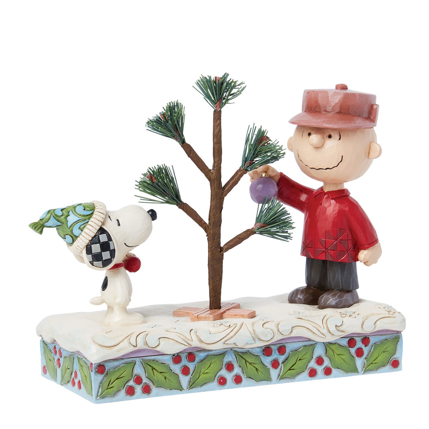 Jim Shore Peanuts Snoopy and Charlie Brown With Tree Figurine, 5.5"