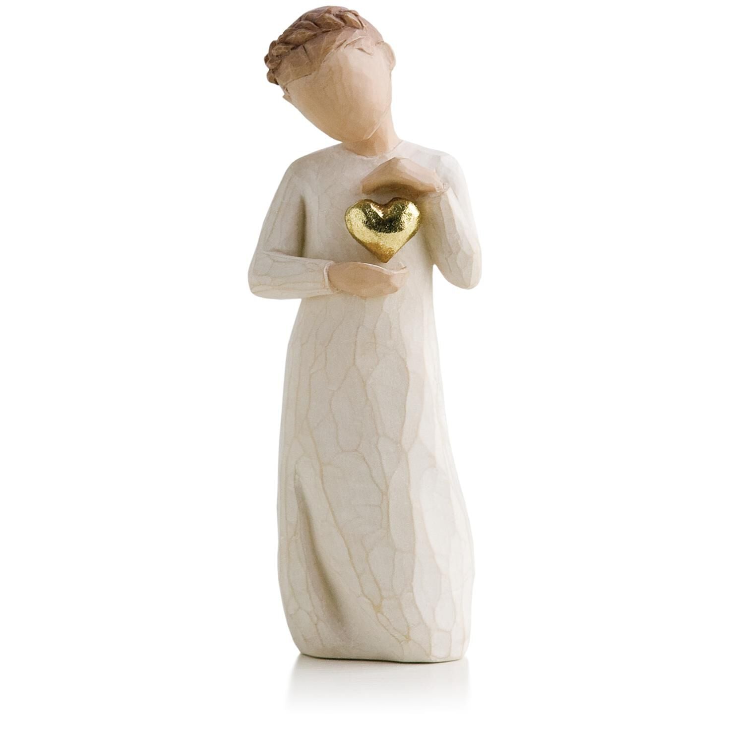 Willow Tree Keepsake Girl With Gold Heart Figurine, 5.5”